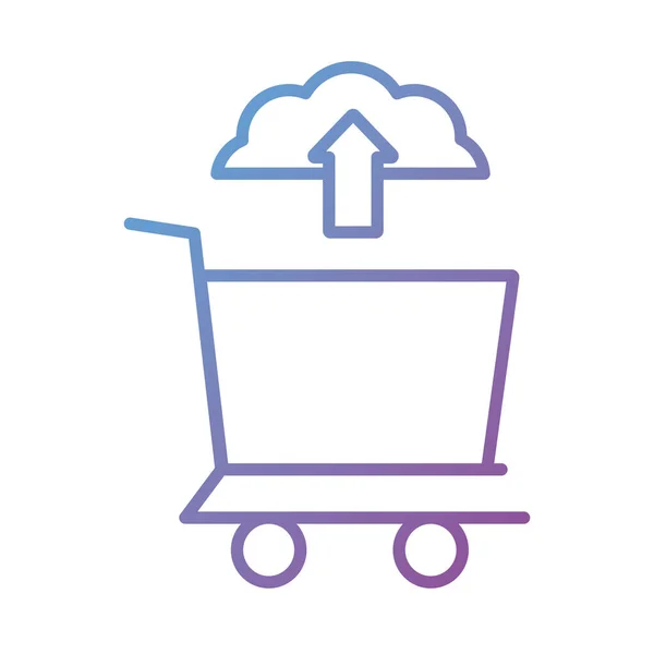 Cloud computing com carrinho de compras Pagamento online line degradient style —  Vetores de Stock