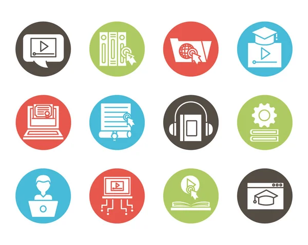 Bundle of education online set icons — Stock Vector