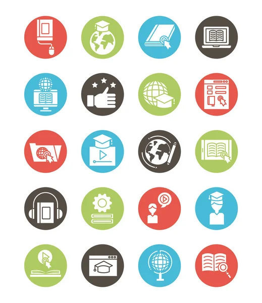 Bundle of education online set icons — Stock Vector