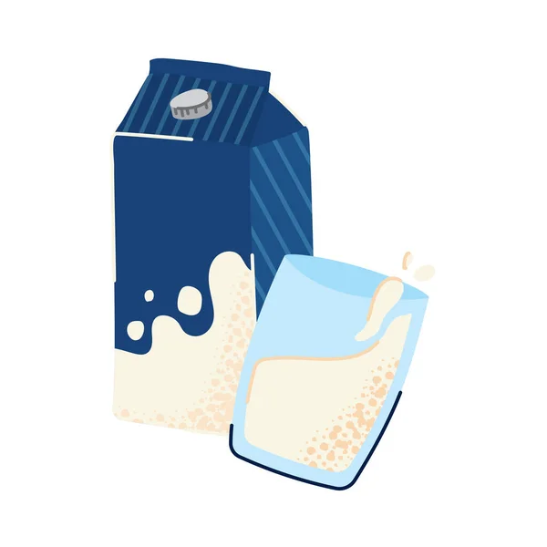 Pudełko na mleko i szklana ikona odżywcza — Wektor stockowy