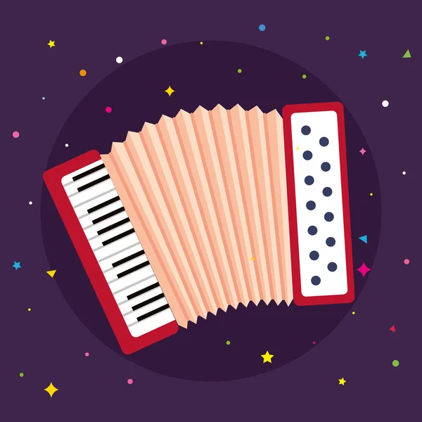 Accordéon instrument musical en fond violet — Image vectorielle