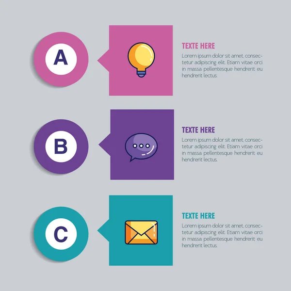 Betűkkel és ikonokkal ellátott statisztikai infografika — Stock Vector