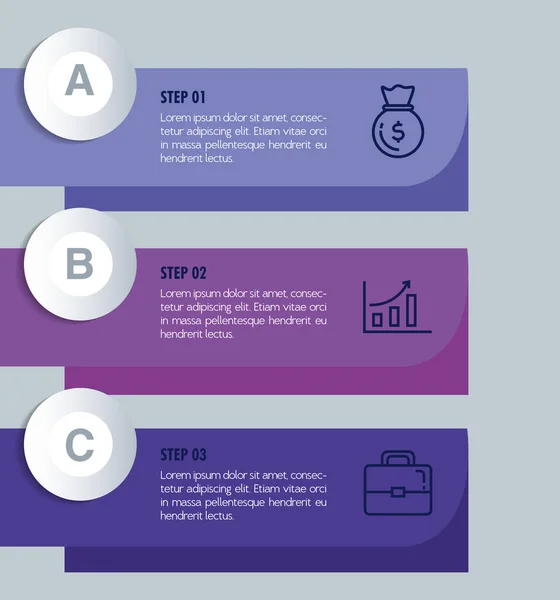 Statistische Infografik mit Buchstaben und Geschäftssymbolen — Stockvektor