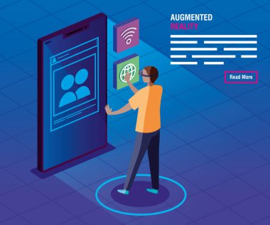 Gerçeklik gözlüklü ve simgeli bir adam.