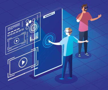 Gerçeklik gözlüklü adamlar artırılmış ve akıllı telefon.