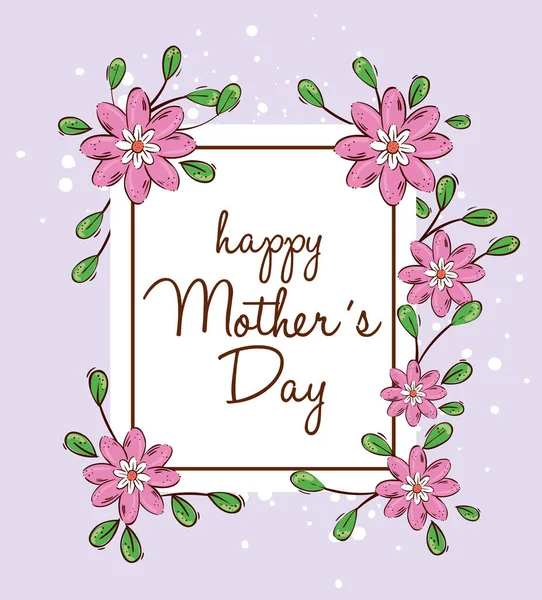 Szczęśliwa matka dzień kartka z cute dekoracji kwiatów — Wektor stockowy