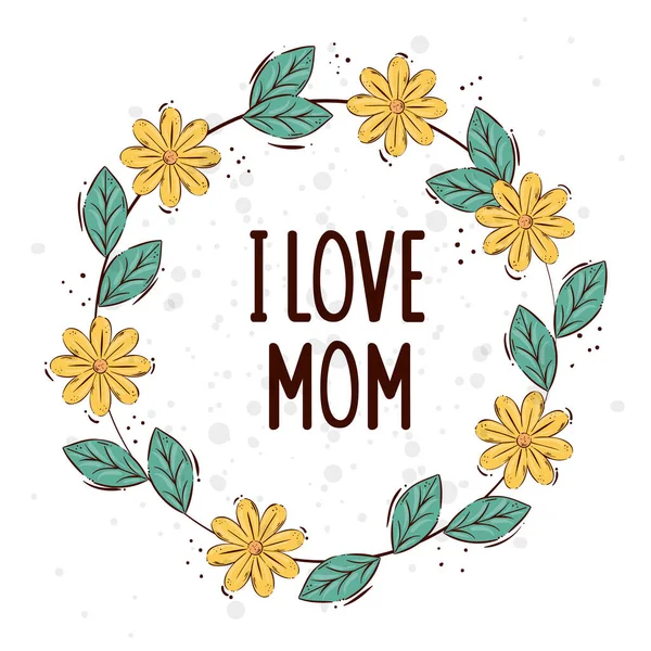 Çiçek dekorasyonu çerçeveli mutlu Anneler Günü kartı