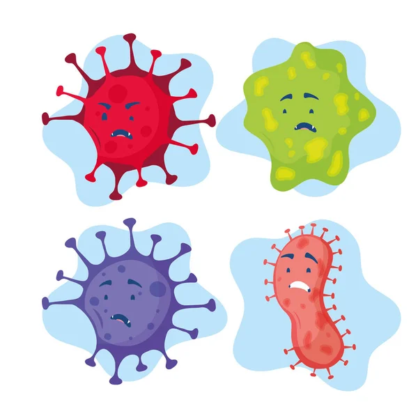 Группа комических персонажей вирусных частиц — стоковый вектор