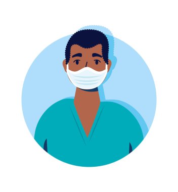 Yüz maskesi kullanan afro adam.