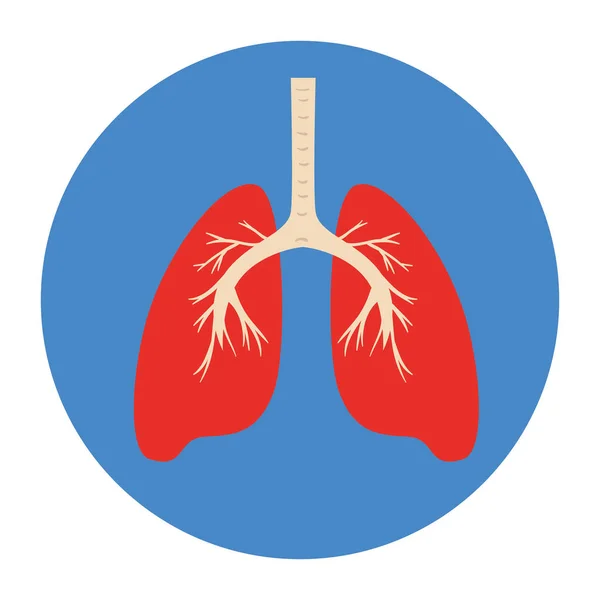Órgano pulmonar en marco icono aislado circular — Vector de stock