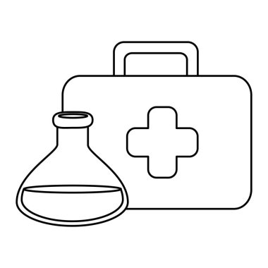 Tüp testi izole edilmiş simgesi olan ilk yardım çantası
