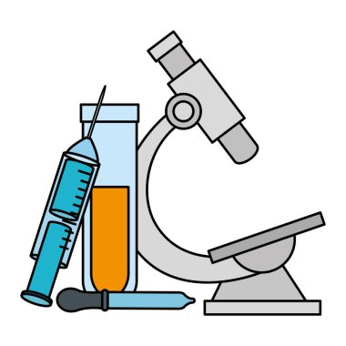 İzole edilmiş laboratuvar ikonu malzemeleriyle mikroskop
