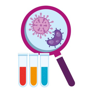 Covid 19 ve tüpler testli büyüteç