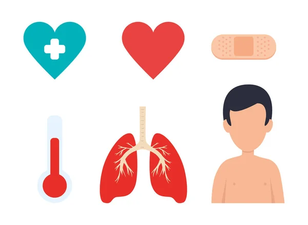 Narząd płuc z ikonami medycznymi — Wektor stockowy