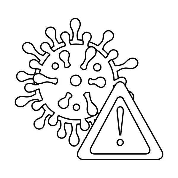 Particella virus covid 19 con segnale di allarme — Vettoriale Stock