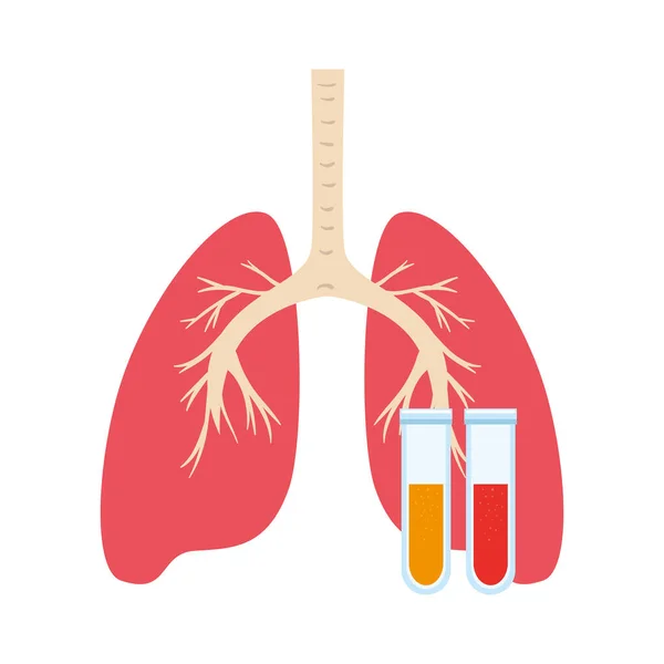 Organy płuc z probówkami wyodrębnionymi ikoną — Wektor stockowy