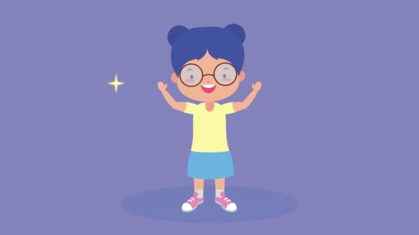 Little girl kid avatar character — Stock Video