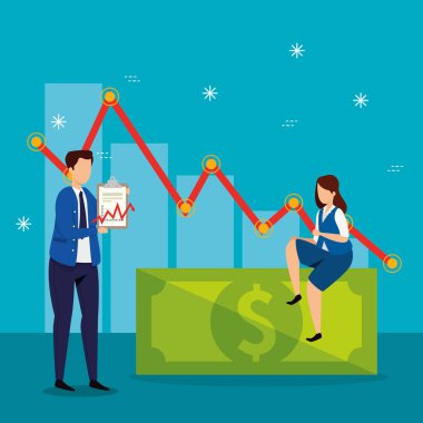 İş çifti ve simgelerle borsa çöküşü