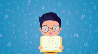 Dünya kitap günü kutlaması küçük bir çocuğun okuması ve roketi ile