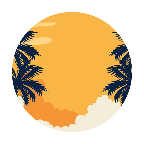 Paisaje de verano con palma de árbol exótica — Vector de stock