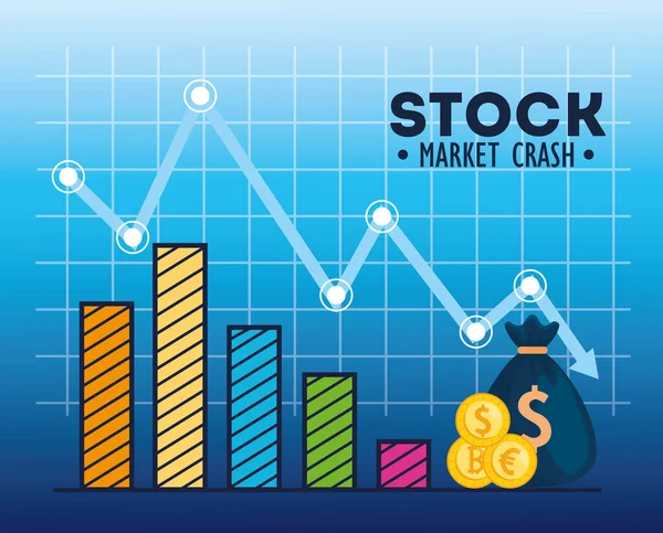 Krach akciového trhu s infografií a ikonami — Stockový vektor