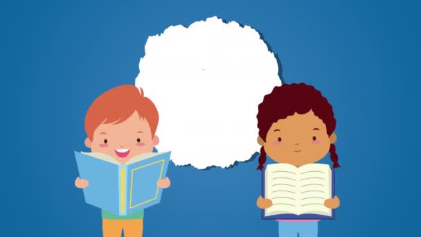 Giornata mondiale del libro con lettura e lettering per bambini — Video Stock