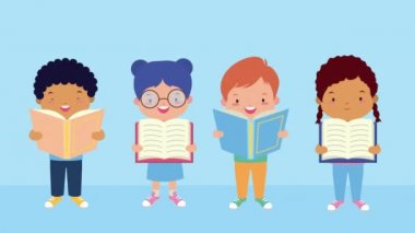 Küçük çocukların okuduğu dünya kitap günü kutlaması.