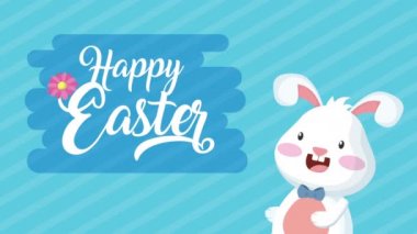 happy easter animated card with cute rabbit