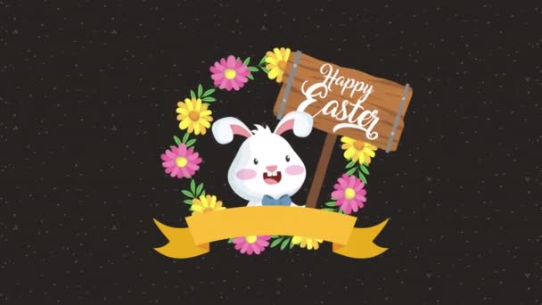 Veselá velikonoční animovaná karta s dřevěným štítkem