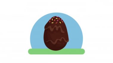 Mutlu Paskalya animasyon kartları. Tavşanlı çift ve yumurta boyalı.