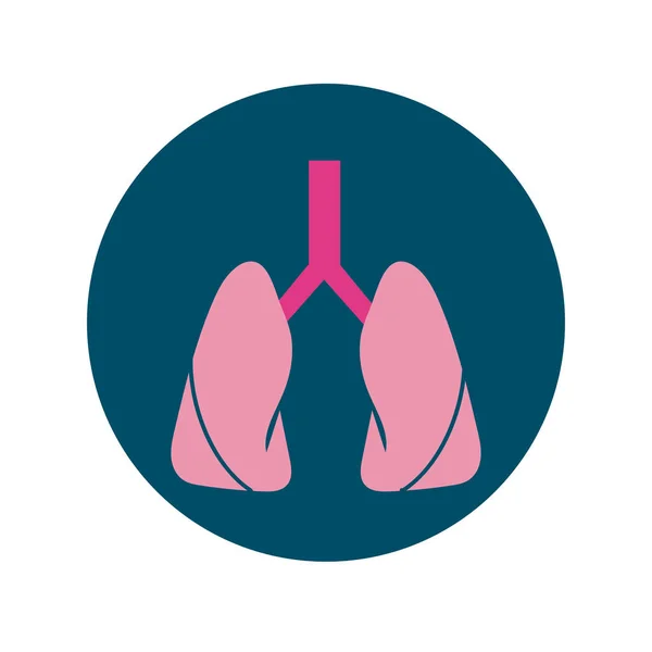 Pulmones bloque de órganos humanos e icono de estilo plano — Vector de stock