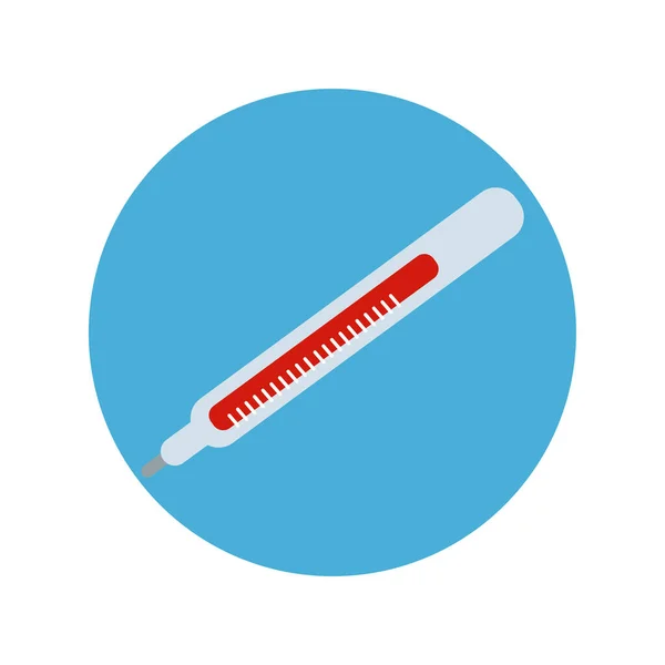 Bloque de termómetro médico e icono de estilo plano — Vector de stock