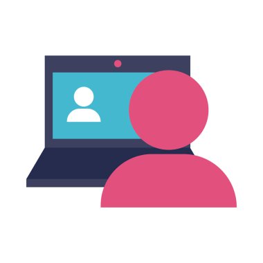 Düz dizüstü bilgisayar kullanan adam