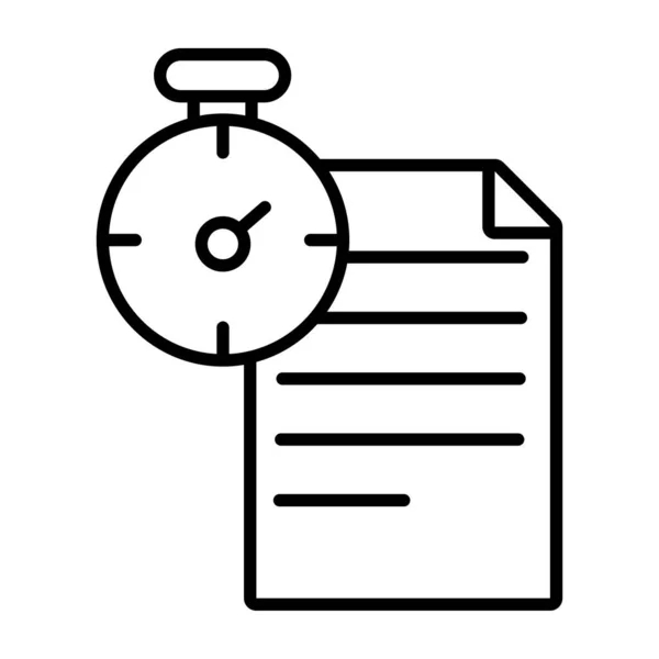 Papieren document met chronometer lijn stijl pictogram — Stockvector