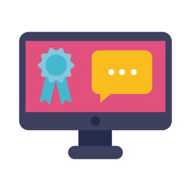 konuşma balonu olan masaüstü çevrimiçi eğitim düz biçimi