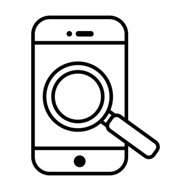 Büyüteç çizgisi simgesine sahip akıllı telefon