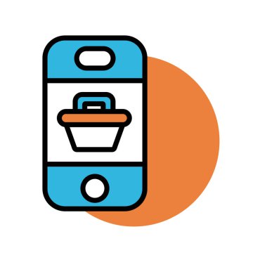 Alışveriş sepeti satırlı akıllı telefon ve biçim simgesini doldur