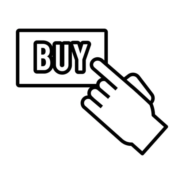 Botón de compra con estilo de línea índice de mano — Archivo Imágenes Vectoriales