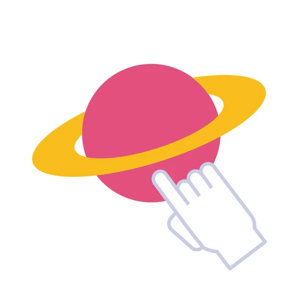 Planeta saturno com cursor do mouse estilo plano — Vetor de Stock