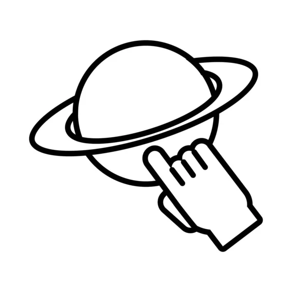 Planeta saturno com estilo de linha de cursor do mouse —  Vetores de Stock