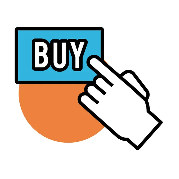 Comprar botão com linha de índice de mão e estilo de preenchimento — Vetor de Stock