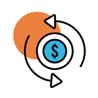 ok çizgisi ve biçim simgesi ile bozuk para doları