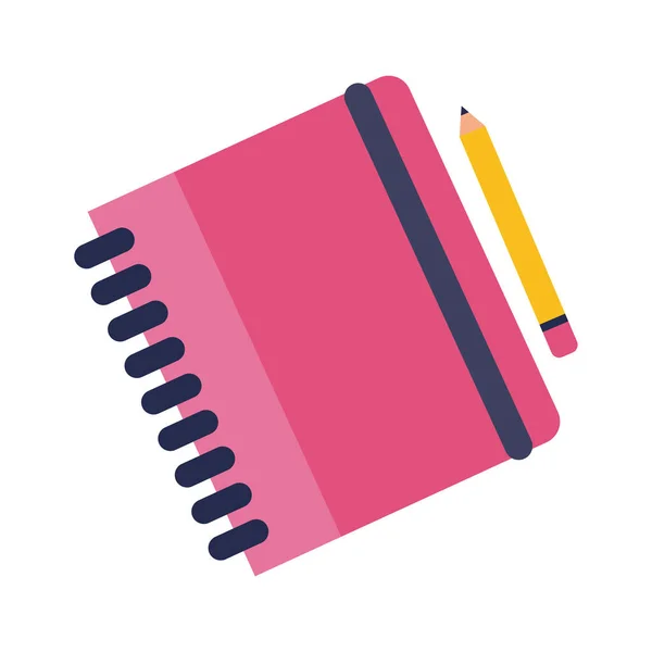 Notebook with pencil flat style icon — 스톡 벡터