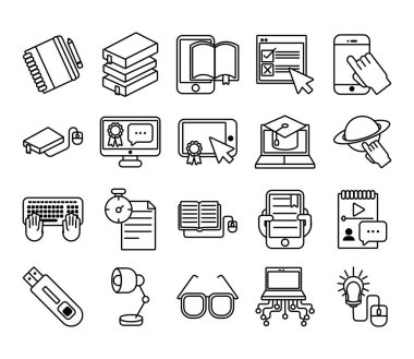 Eğitim paketi çevrimiçi set simgeleri