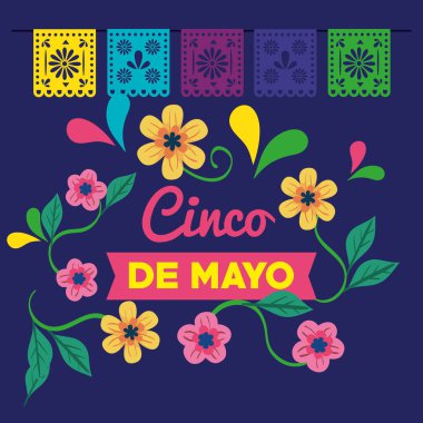 Çiçek süslemeli cinco de mayonez posteri