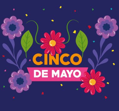 Çiçek süslemeli cinco de mayonez posteri