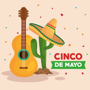Cinco de mayonez posteri kaktüs ve ikonlar geleneksel