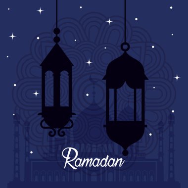 Ramazan Kareem posteri üzerinde fener silueti asılı.