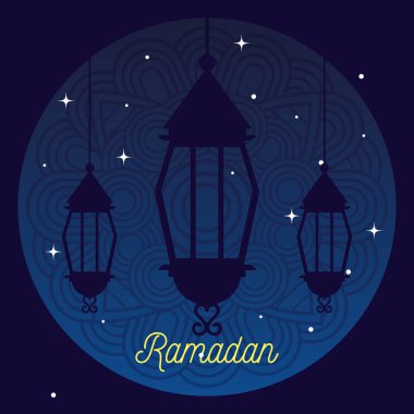 Ramazan Kareem posteri üzerinde fener silueti asılı.
