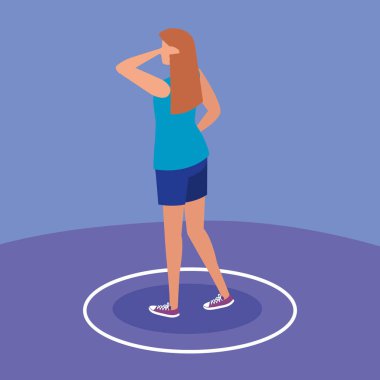 Kadınlarla covid 19 için sosyal mesafe kampanyası